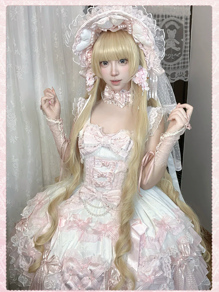 Shuang Sheng Xiao Xiong - Heart of Love - Sweet Lolita Wedding JSK, Bow Details - Image 38