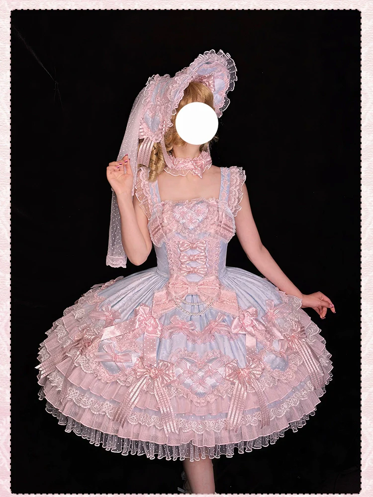 Shuang Sheng Xiao Xiong - Heart of Love - Sweet Lolita Wedding JSK, Bow Details - Image 4