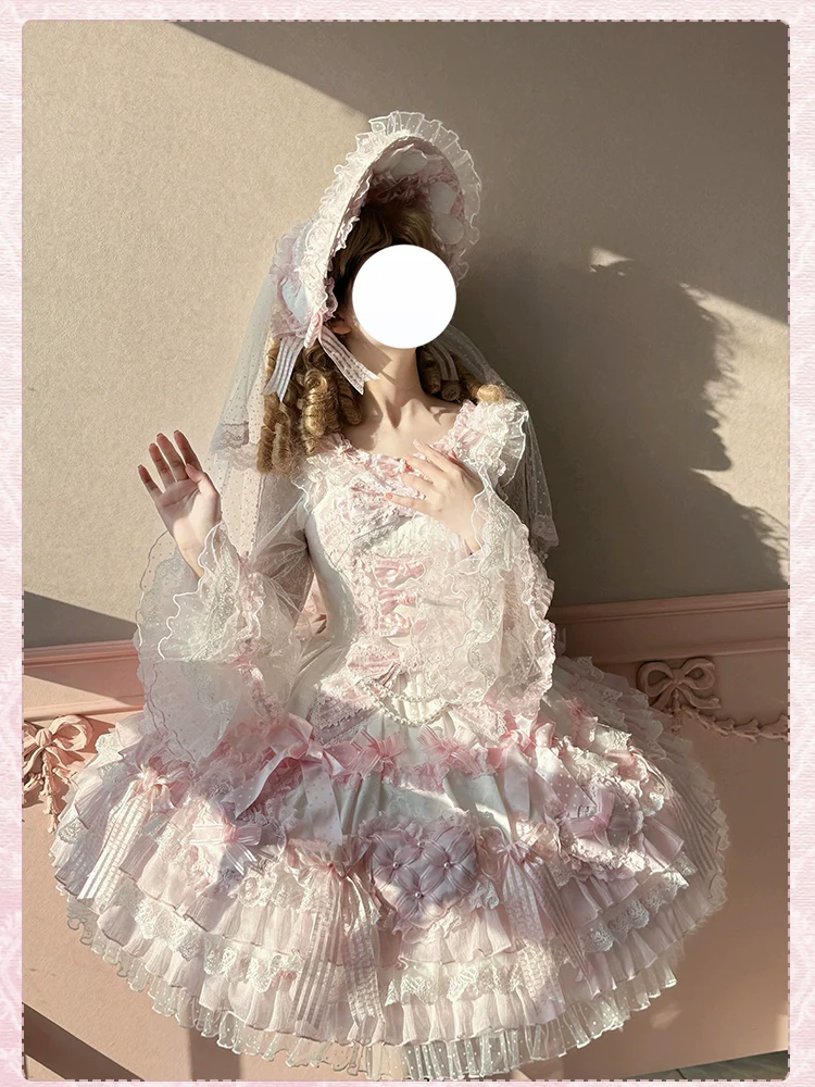 Shuang Sheng Xiao Xiong - Heart of Love - Sweet Lolita Wedding JSK, Bow Details - Image 45