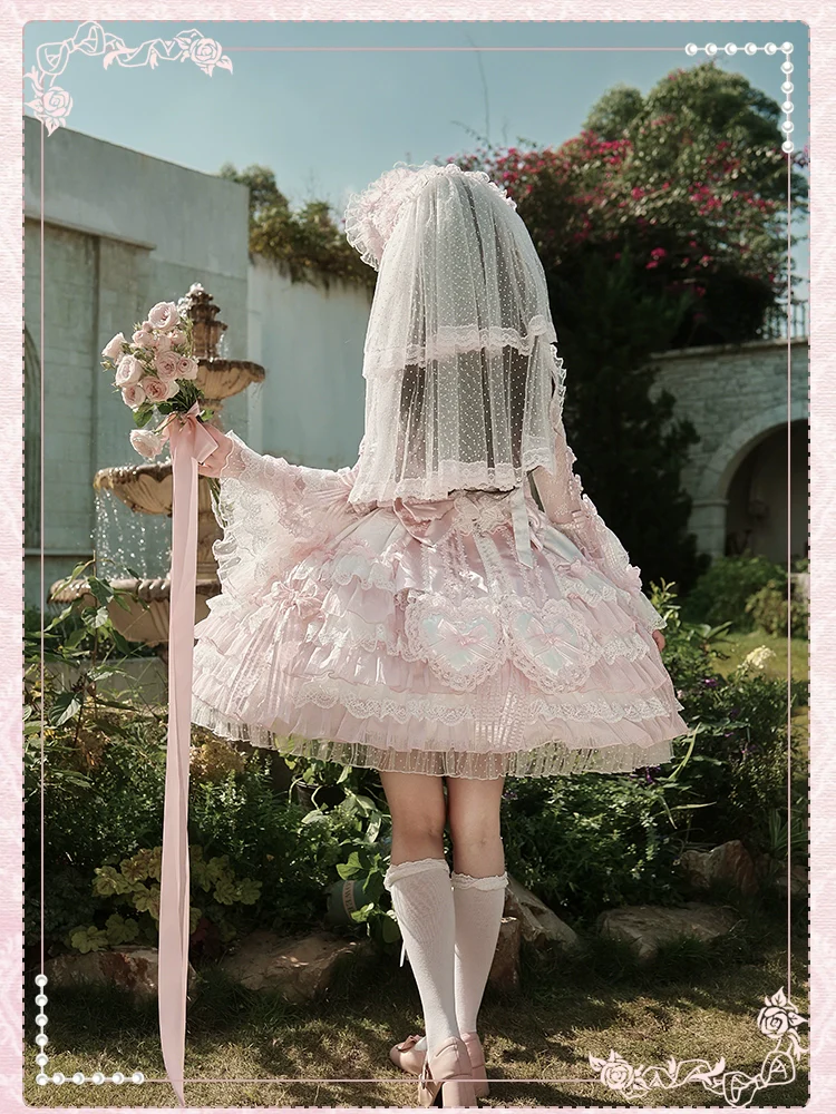 Shuang Sheng Xiao Xiong - Heart of Love - Sweet Lolita Wedding JSK, Bow Details - Image 46