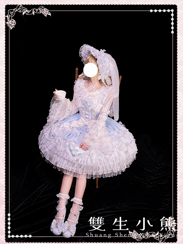 Shuang Sheng Xiao Xiong - Heart of Love - Sweet Lolita Wedding JSK, Bow Details - Image 47