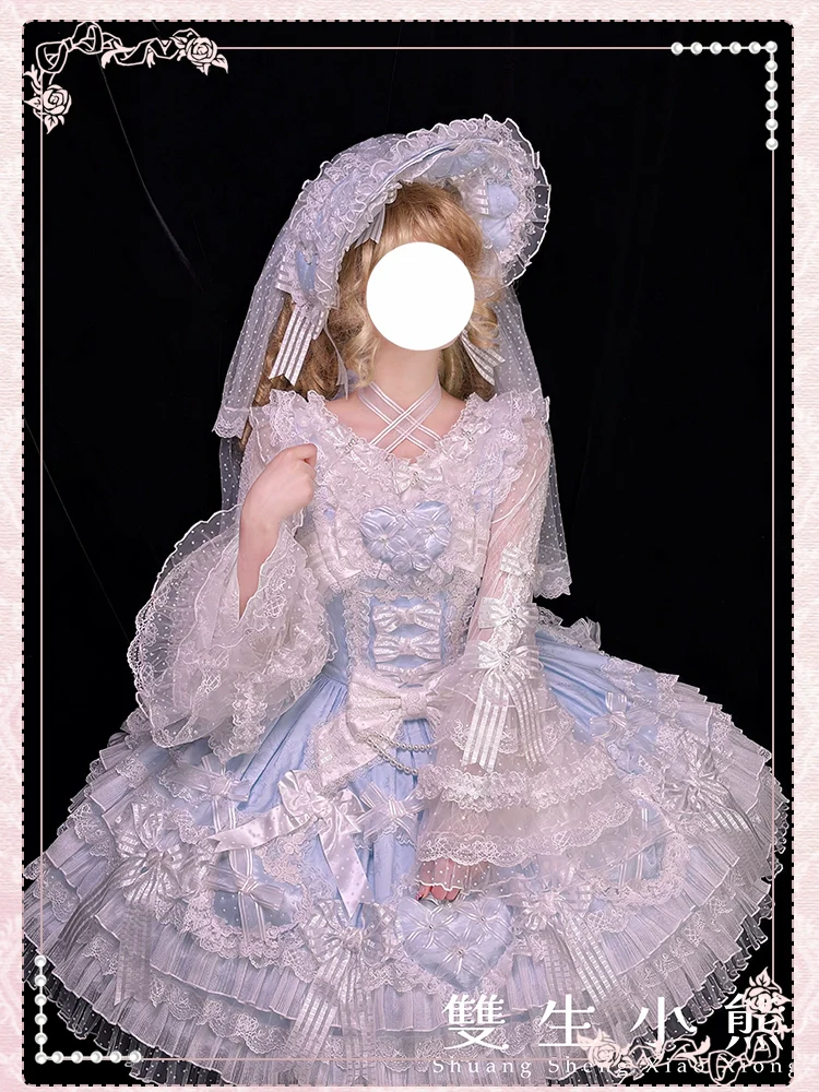Shuang Sheng Xiao Xiong - Heart of Love - Sweet Lolita Wedding JSK, Bow Details - Image 48