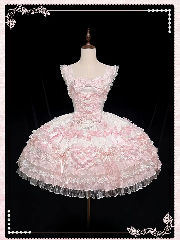 Shuang Sheng Xiao Xiong - Heart of Love - Sweet Lolita Wedding JSK, Bow Details - Image 57