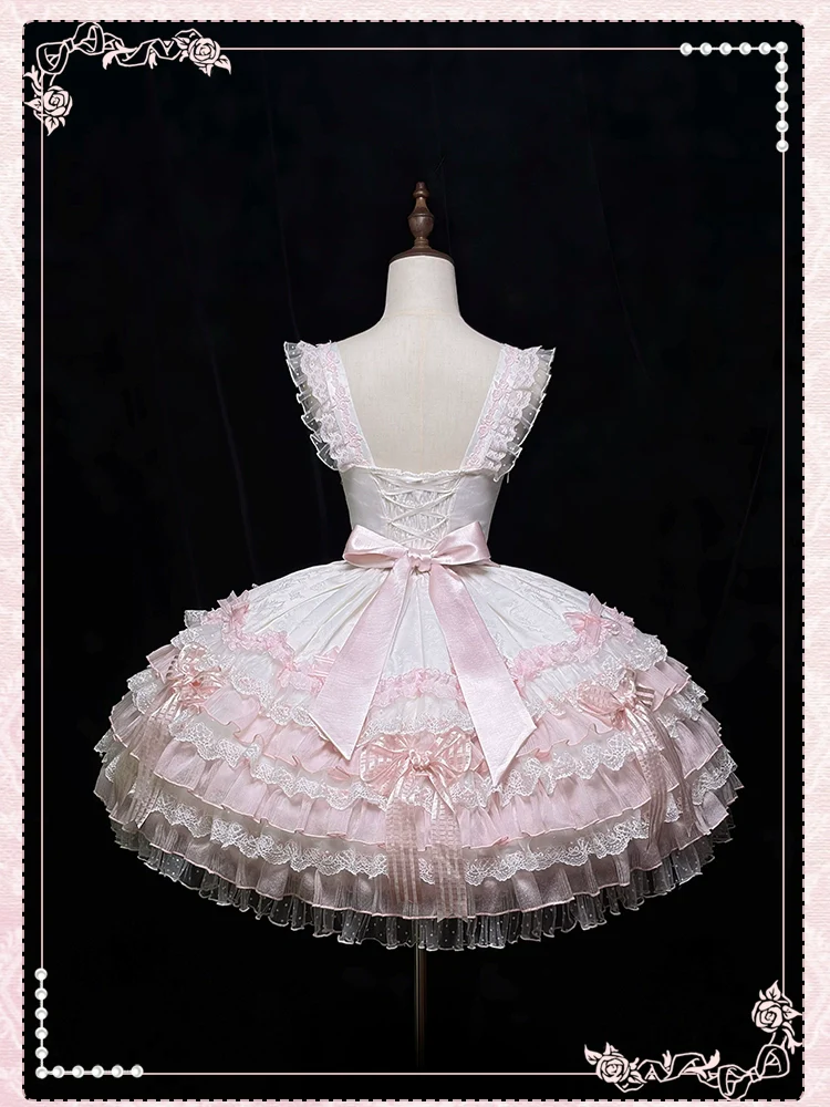 Shuang Sheng Xiao Xiong - Heart of Love - Sweet Lolita Wedding JSK, Bow Details - Image 58