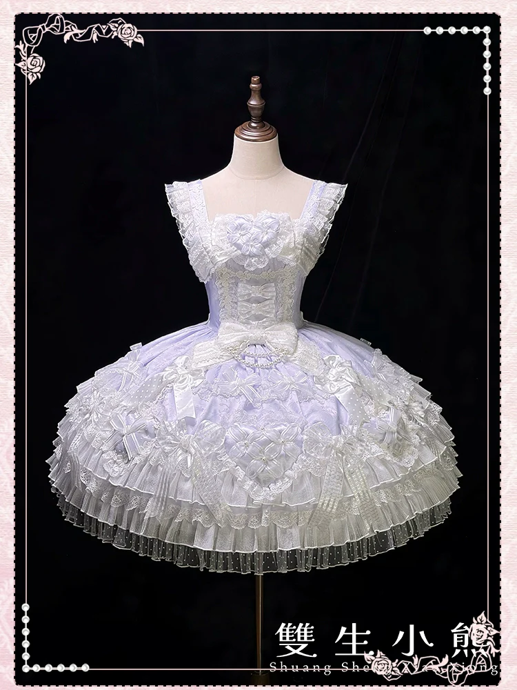 Shuang Sheng Xiao Xiong - Heart of Love - Sweet Lolita Wedding JSK, Bow Details - Image 6