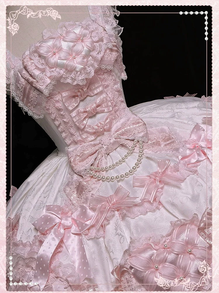 Shuang Sheng Xiao Xiong - Heart of Love - Sweet Lolita Wedding JSK, Bow Details - Image 62