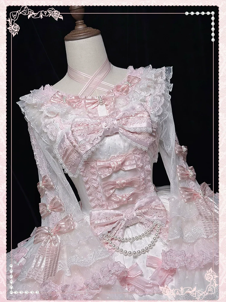 Shuang Sheng Xiao Xiong - Heart of Love - Sweet Lolita Wedding JSK, Bow Details - Image 63
