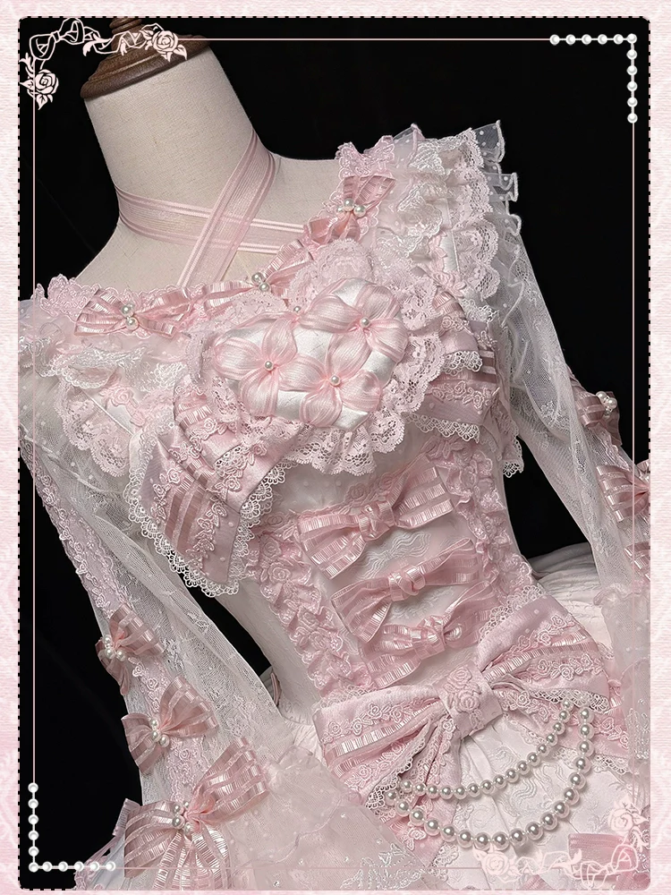 Shuang Sheng Xiao Xiong - Heart of Love - Sweet Lolita Wedding JSK, Bow Details - Image 64