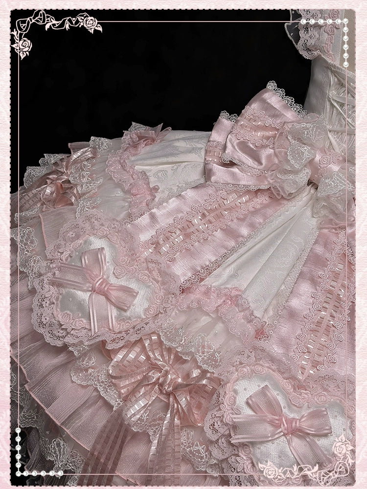 Shuang Sheng Xiao Xiong - Heart of Love - Sweet Lolita Wedding JSK, Bow Details - Image 66
