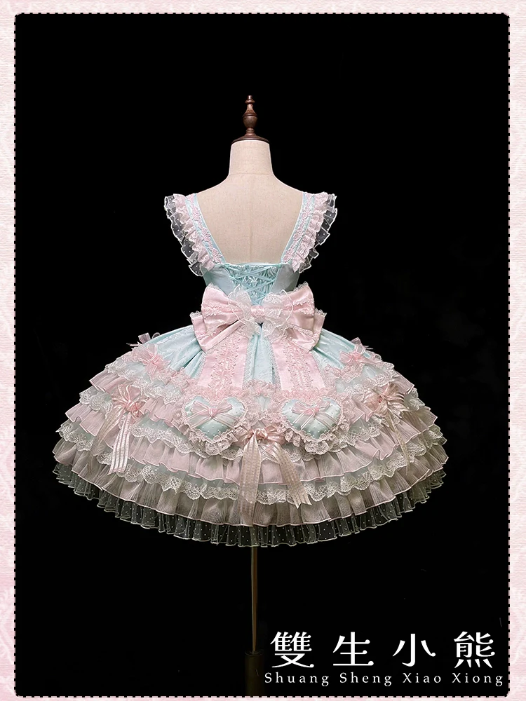 Shuang Sheng Xiao Xiong - Heart of Love - Sweet Lolita Wedding JSK, Bow Details - Image 70