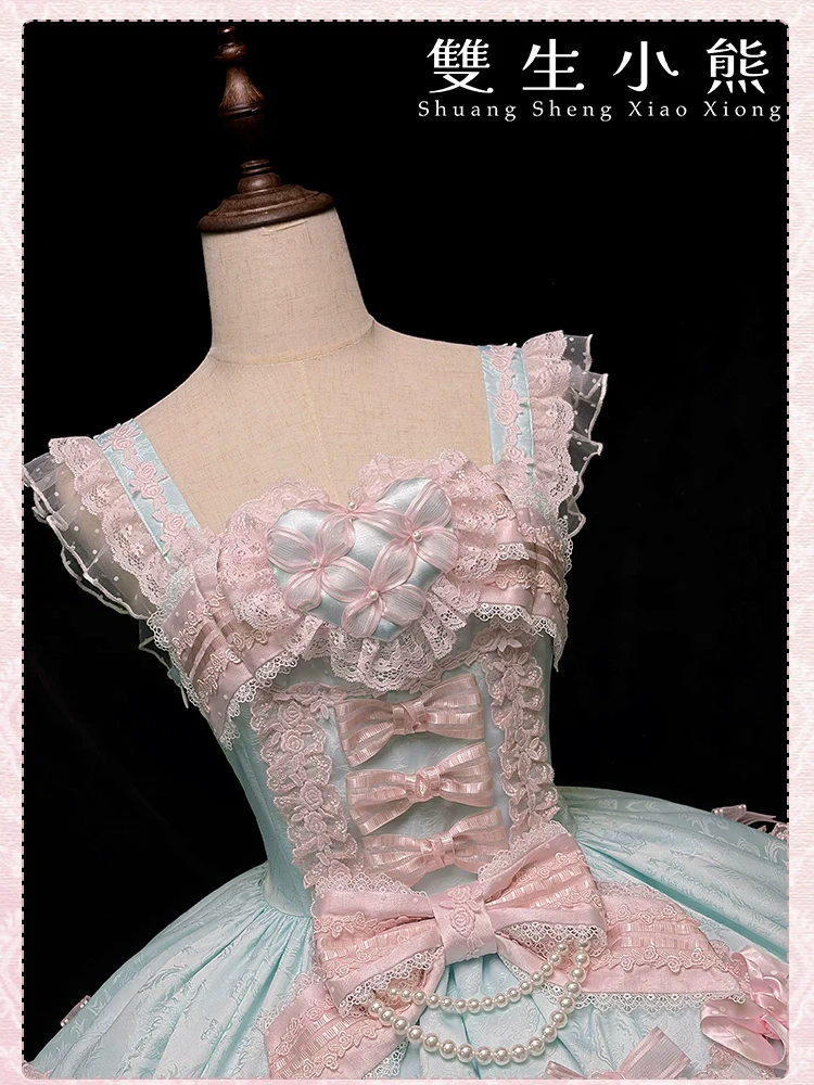 Shuang Sheng Xiao Xiong - Heart of Love - Sweet Lolita Wedding JSK, Bow Details - Image 72
