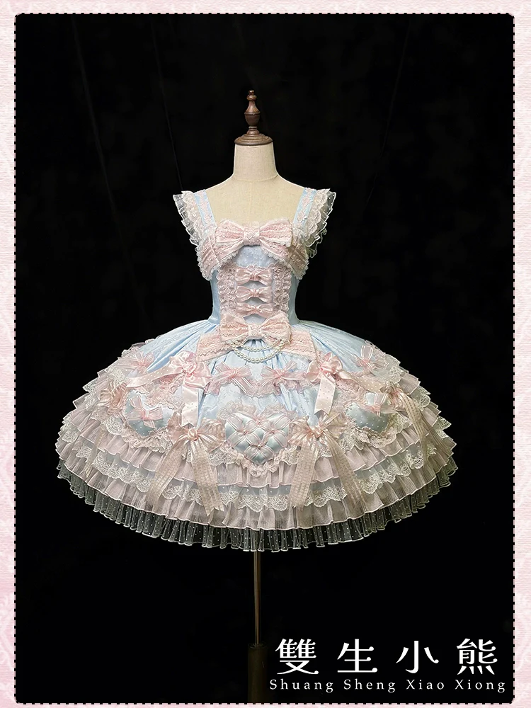 Shuang Sheng Xiao Xiong - Heart of Love - Sweet Lolita Wedding JSK, Bow Details - Image 74