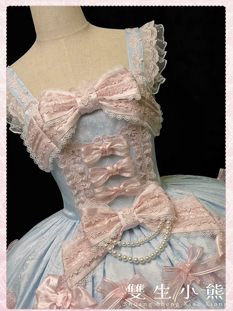 Shuang Sheng Xiao Xiong - Heart of Love - Sweet Lolita Wedding JSK, Bow Details - Image 76