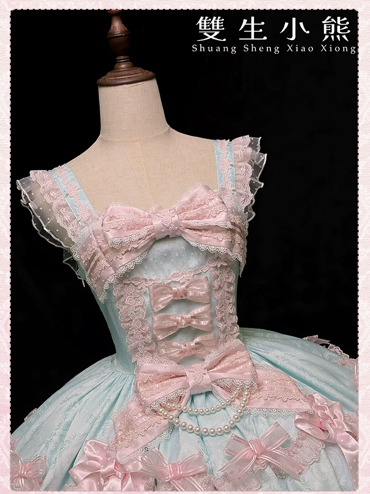 Shuang Sheng Xiao Xiong - Heart of Love - Sweet Lolita Wedding JSK, Bow Details - Image 77