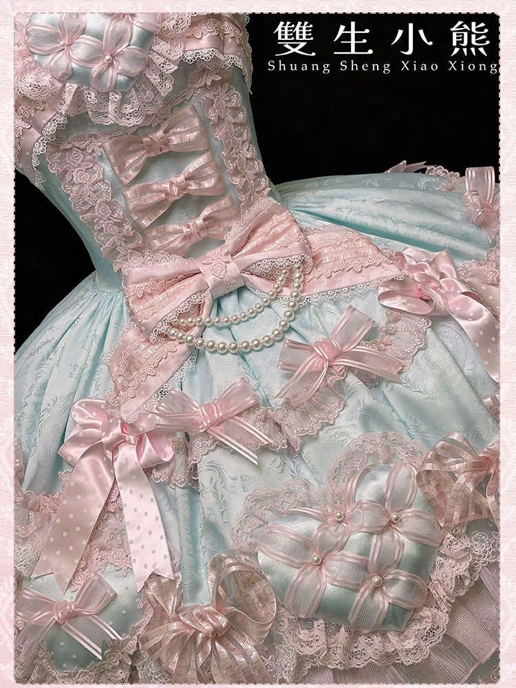 Shuang Sheng Xiao Xiong - Heart of Love - Sweet Lolita Wedding JSK, Bow Details - Image 78