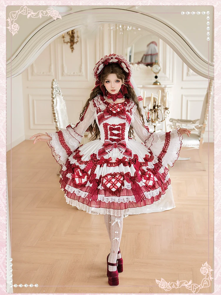 Shuang Sheng Xiao Xiong - Heart of Love - Sweet Lolita Wedding JSK, Bow Details - Image 8