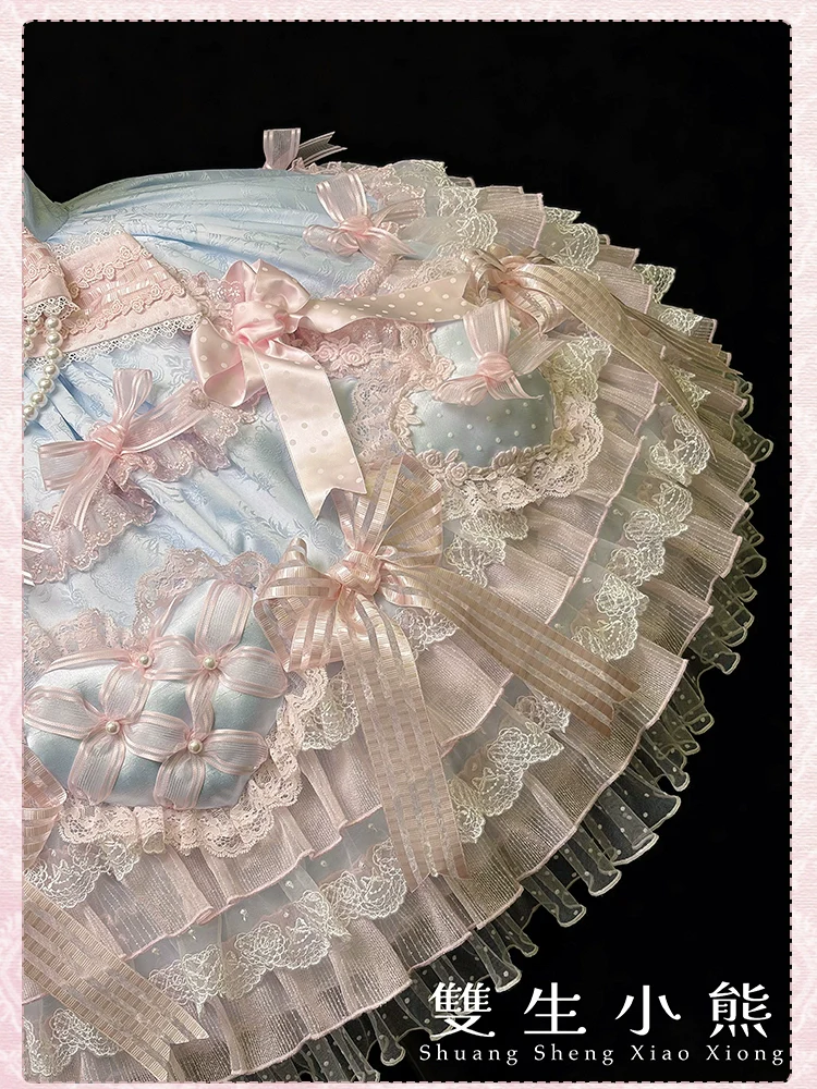 Shuang Sheng Xiao Xiong - Heart of Love - Sweet Lolita Wedding JSK, Bow Details - Image 83