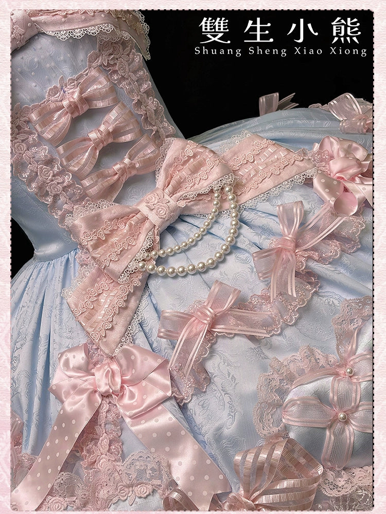 Shuang Sheng Xiao Xiong - Heart of Love - Sweet Lolita Wedding JSK, Bow Details - Image 84