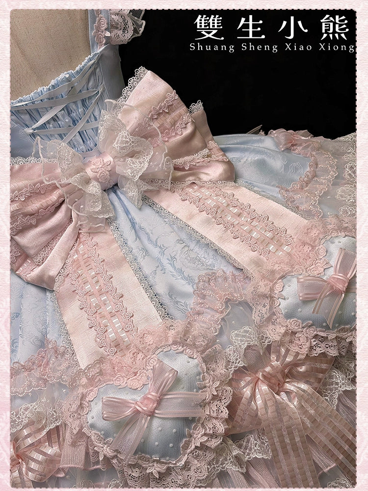 Shuang Sheng Xiao Xiong - Heart of Love - Sweet Lolita Wedding JSK, Bow Details - Image 85