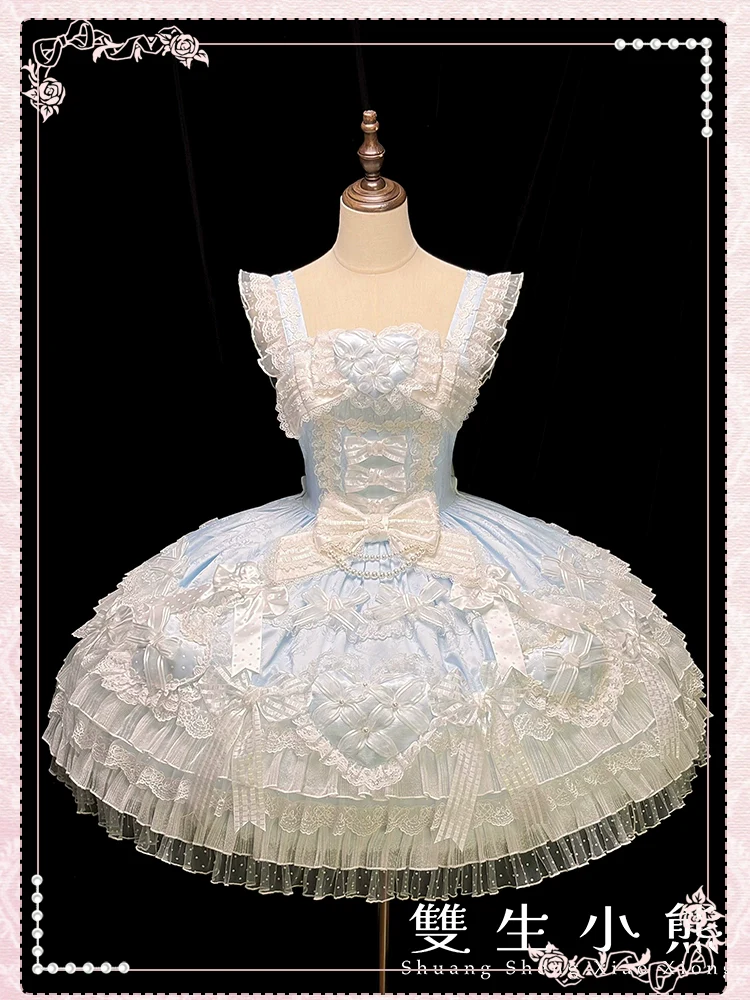 Shuang Sheng Xiao Xiong - Heart of Love - Sweet Lolita Wedding JSK, Bow Details - Image 86