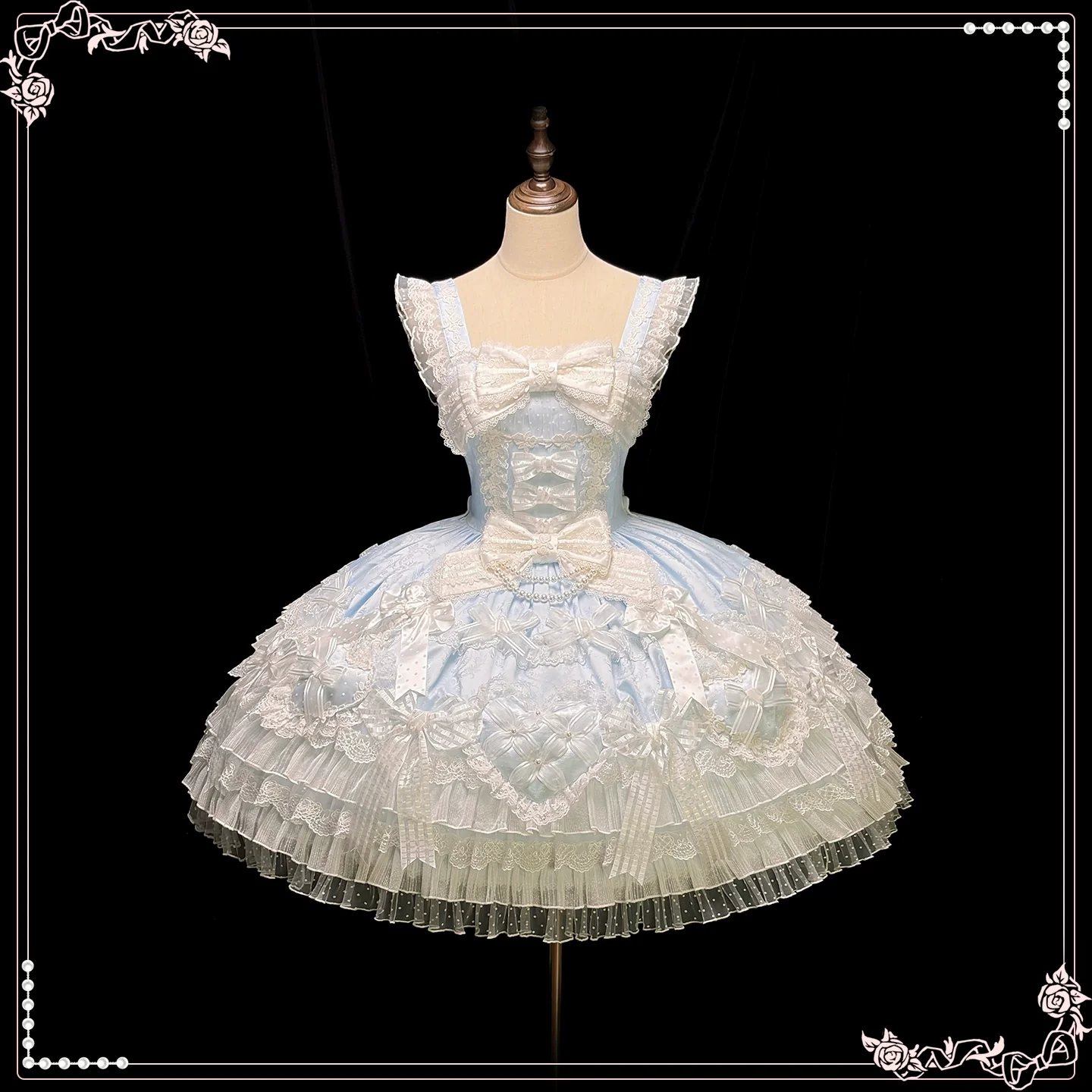 Shuang Sheng Xiao Xiong - Heart of Love - Sweet Lolita Wedding JSK, Bow Details - Image 87