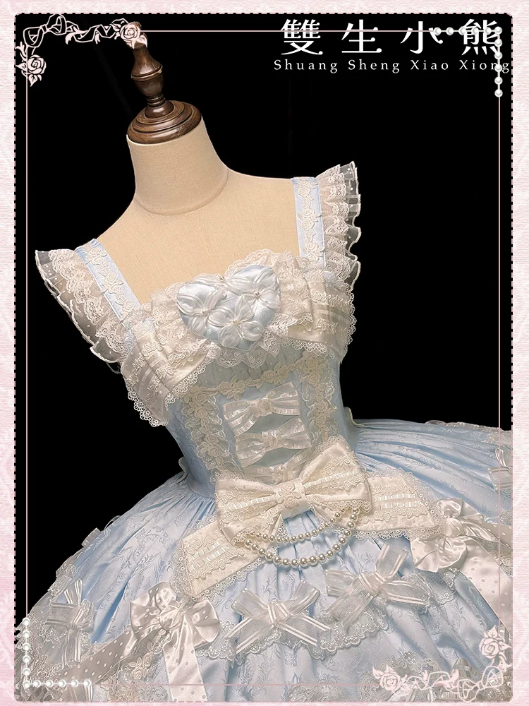 Shuang Sheng Xiao Xiong - Heart of Love - Sweet Lolita Wedding JSK, Bow Details - Image 90