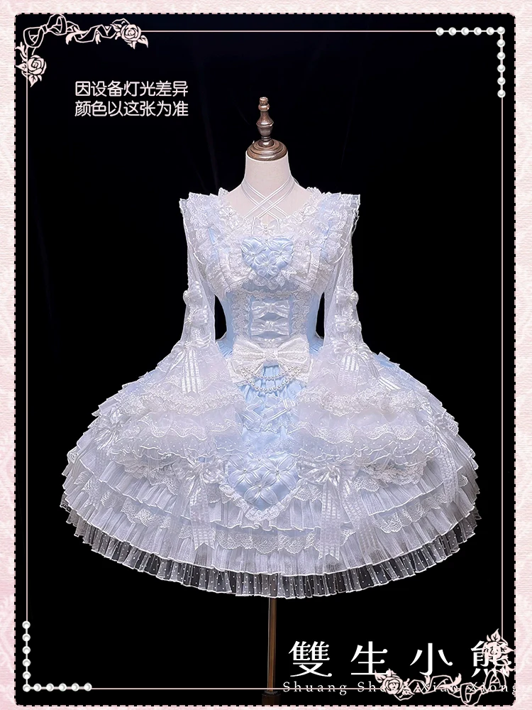 Shuang Sheng Xiao Xiong - Heart of Love - Sweet Lolita Wedding JSK, Bow Details - Image 92