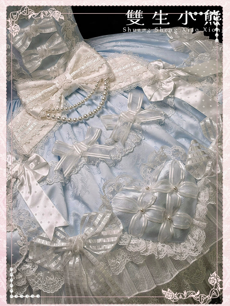 Shuang Sheng Xiao Xiong - Heart of Love - Sweet Lolita Wedding JSK, Bow Details - Image 93
