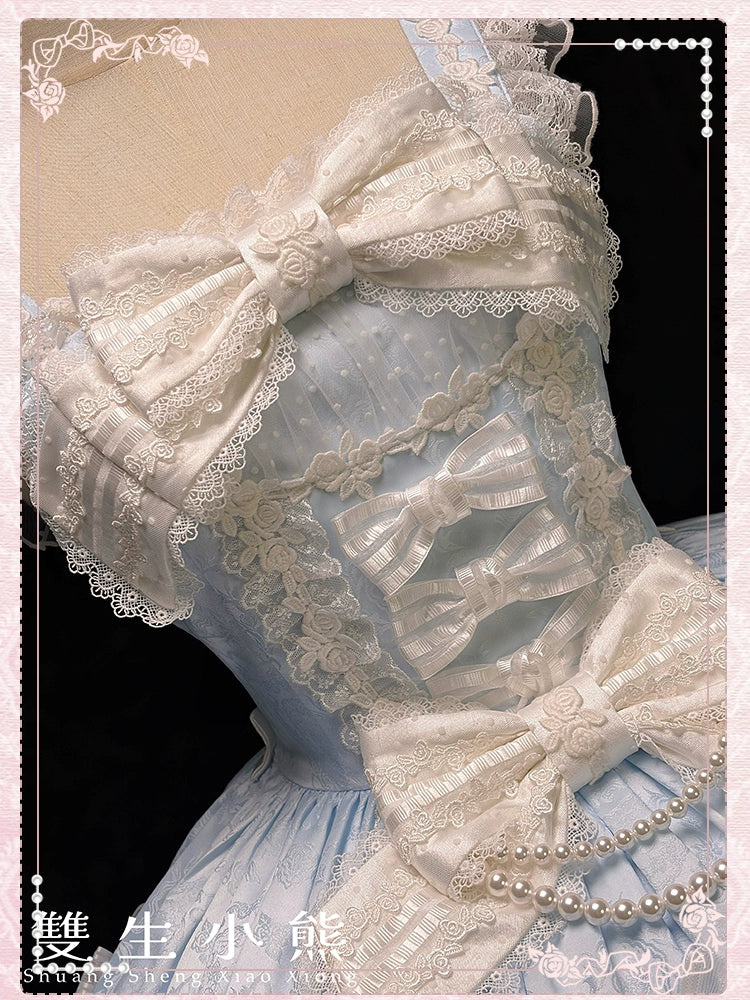 Shuang Sheng Xiao Xiong - Heart of Love - Sweet Lolita Wedding JSK, Bow Details - Image 94