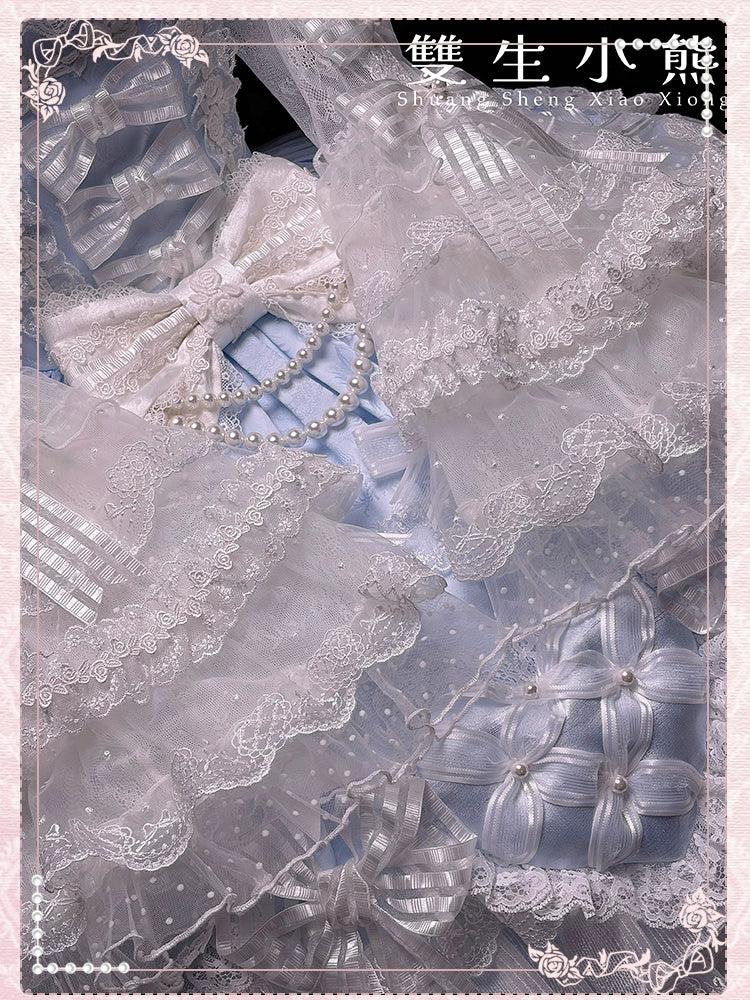 Shuang Sheng Xiao Xiong - Heart of Love - Sweet Lolita Wedding JSK, Bow Details - Image 96