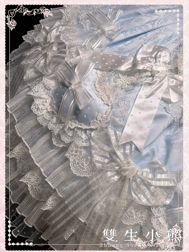 Shuang Sheng Xiao Xiong - Heart of Love - Sweet Lolita Wedding JSK, Bow Details - Image 97