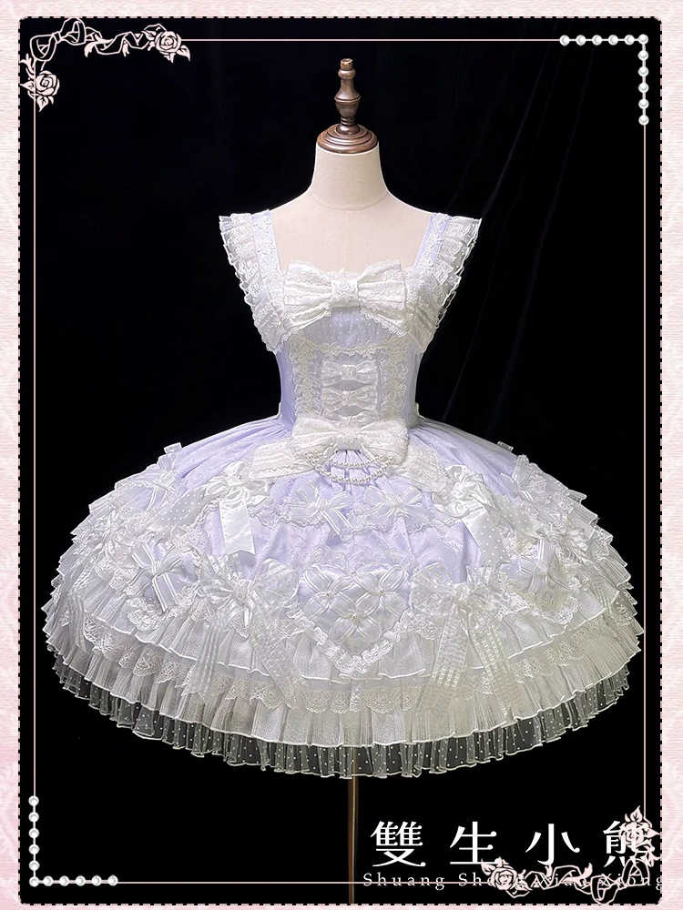 Shuang Sheng Xiao Xiong - Heart of Love - Sweet Lolita Wedding JSK, Bow Details - Image 98