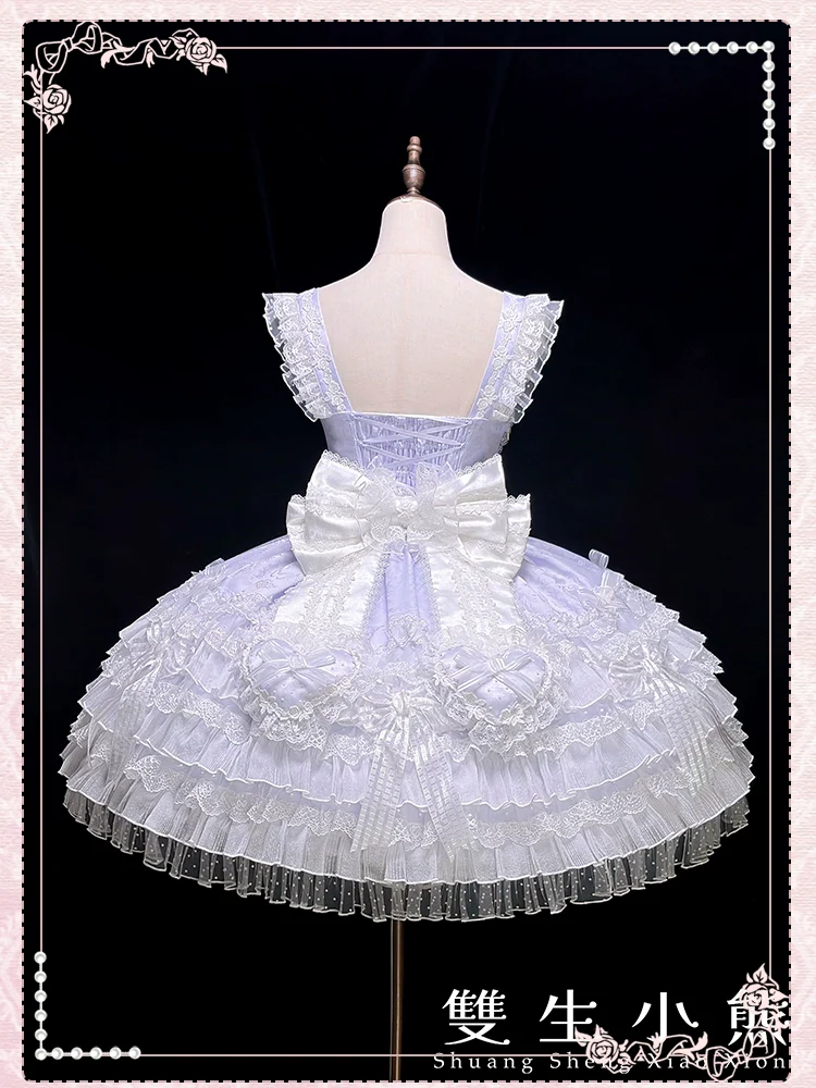 Shuang Sheng Xiao Xiong - Heart of Love - Sweet Lolita Wedding JSK, Bow Details - Image 99
