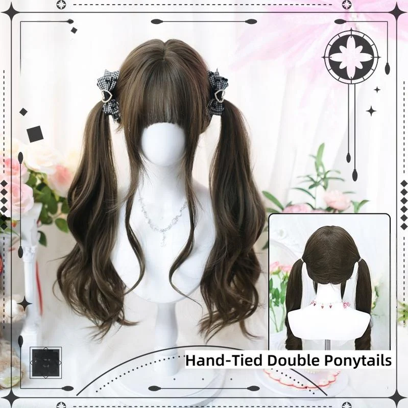 Dalao Home - Sweet Lolita Wig Double Ponytails Long Wavy Wig - Image 8