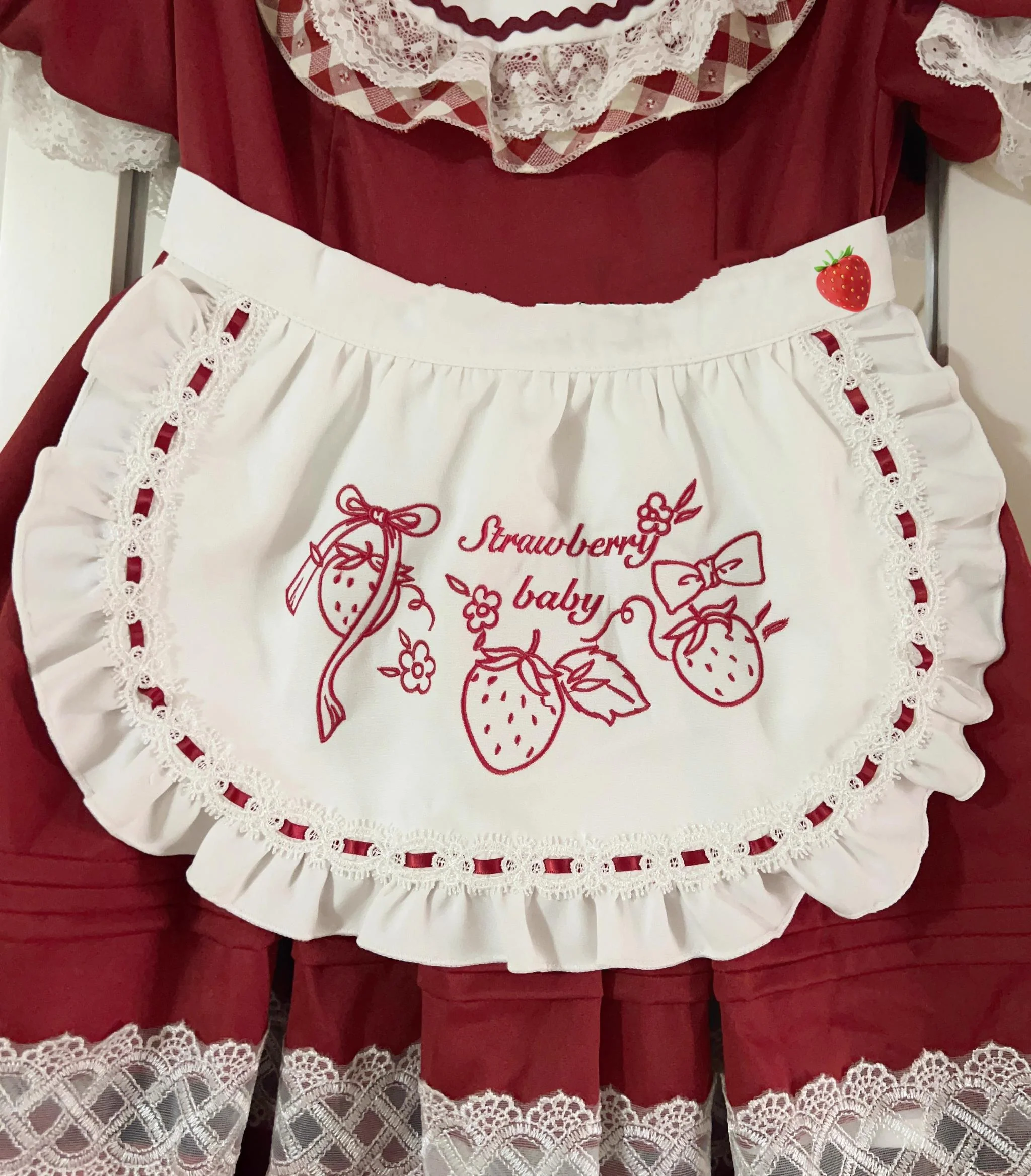Strawberry Tea - Sweet Red Lolita OP Dress Short Sleeve Apron Dress - Image 18