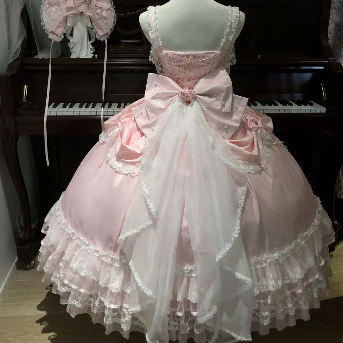 Drapery Poem - Sweet Wedding Lolita JSK Dress, Long Tiered Skirt - Image 13