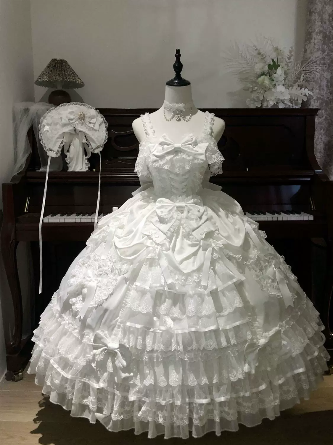 Drapery Poem - Sweet Wedding Lolita JSK Dress, Long Tiered Skirt - Image 8