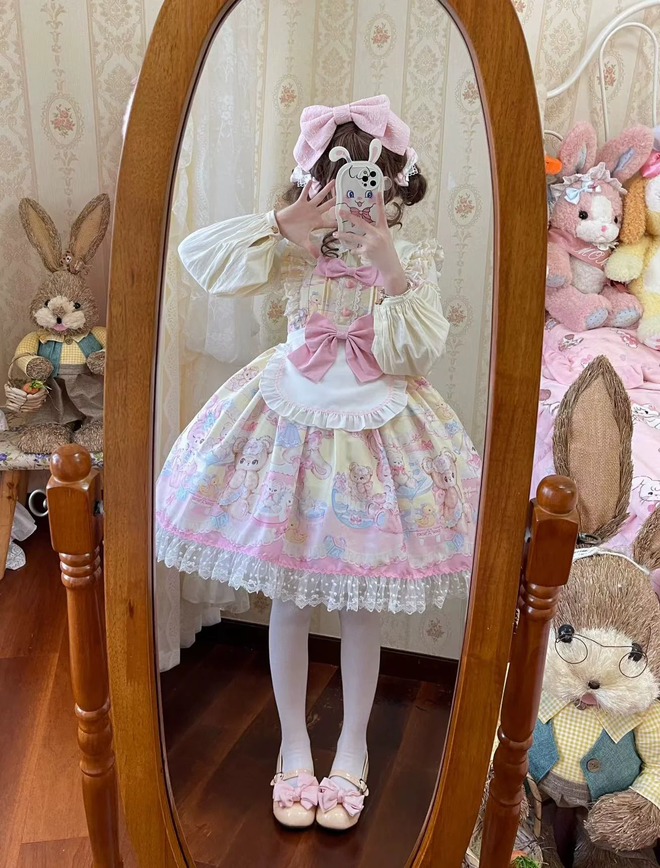Hanguliang - Sweet Bunny Bear - Sweet Lolita Jumper Dress Cute JSK - Image 5