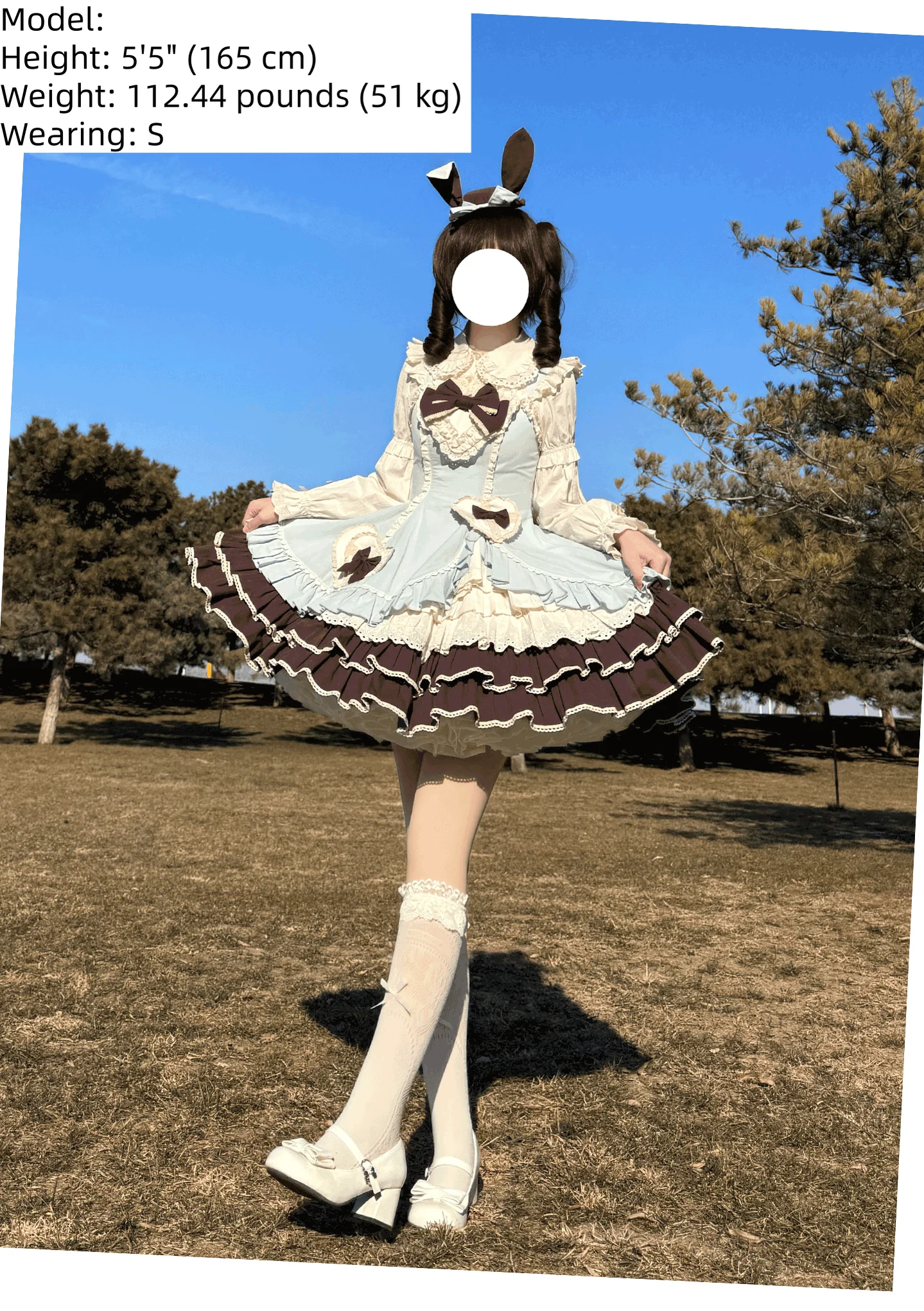 Cream Bud - Tiered Hem Old School Lolita JSK, Side Opening - Image 14