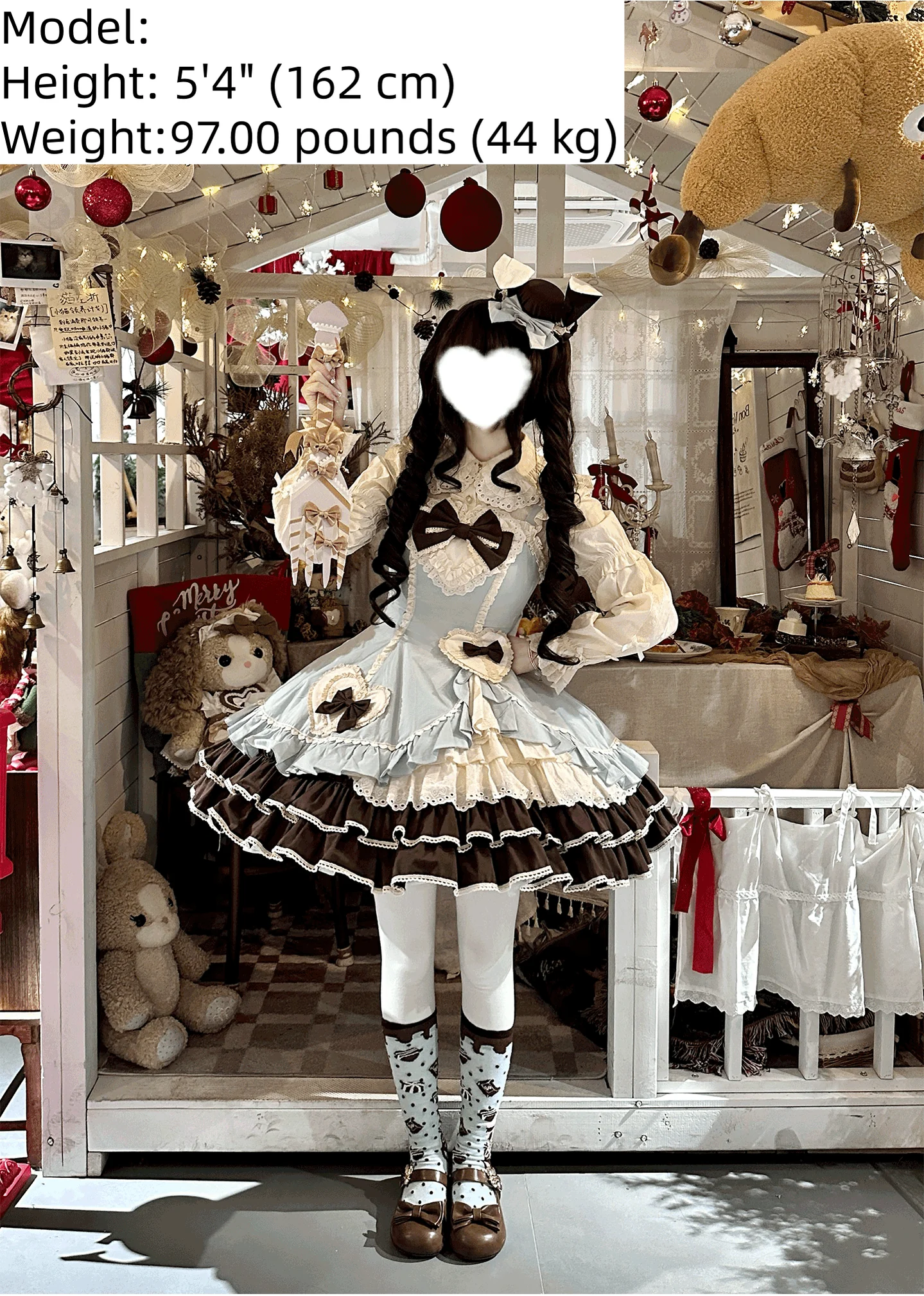 Cream Bud - Tiered Hem Old School Lolita JSK, Side Opening - Image 18
