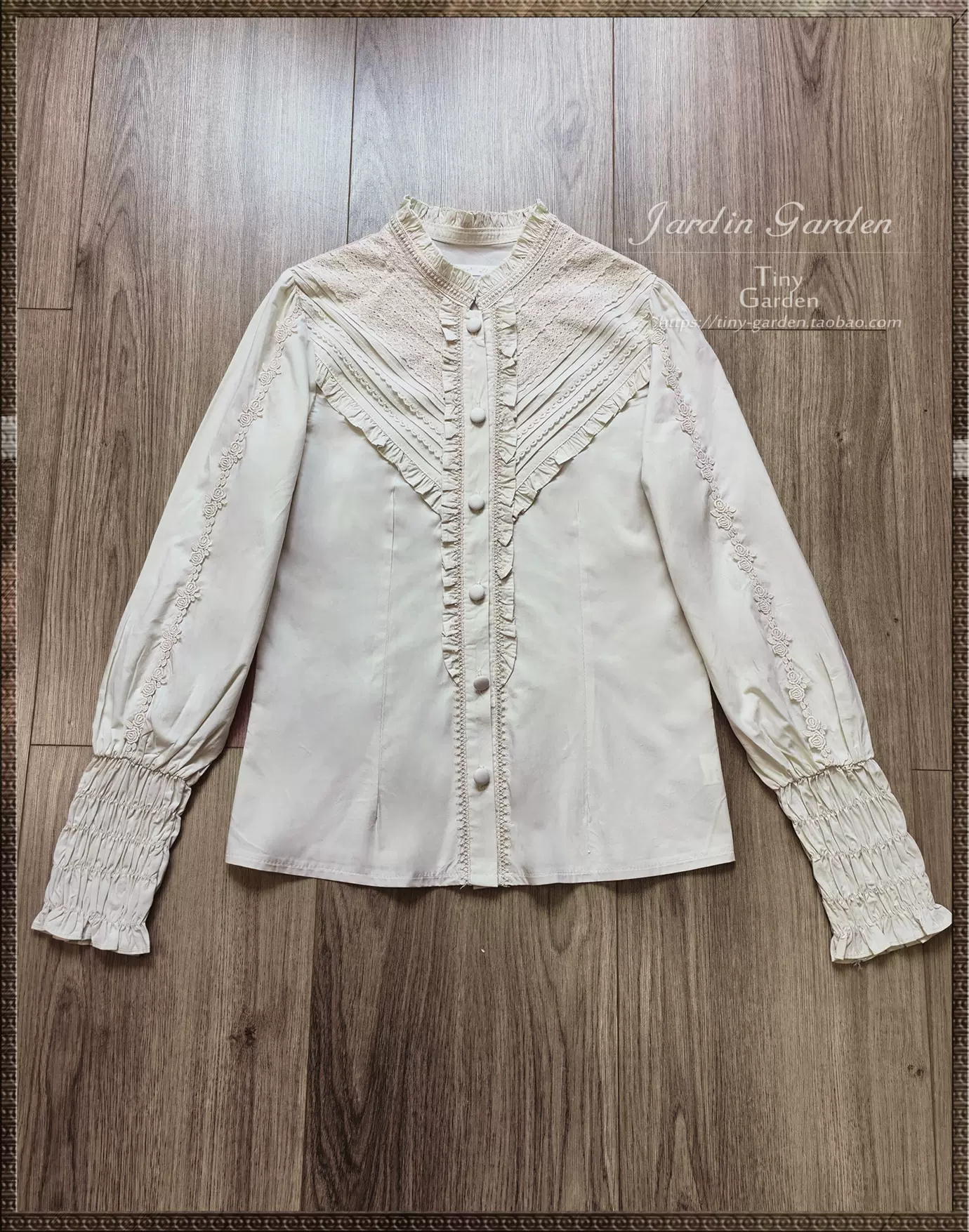 Black Forest Garden - Classic Lolita Blouse Mutton Leg Sleeves Stand Collar Shirt - Image 7