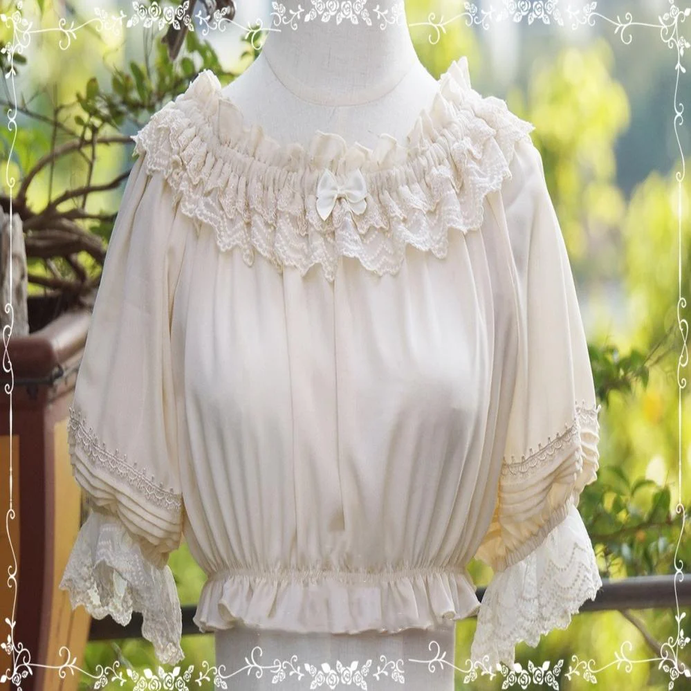 Retro Summer Chiffon Lolita Shirt - Image 2