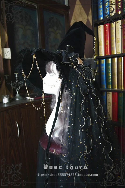 Rose Thorn - Twinkle Veil Lolita Halloween Witch Hat - Image 19