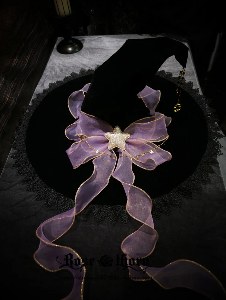 Rose Thorn - Twinkle Veil Lolita Halloween Witch Hat - Image 29
