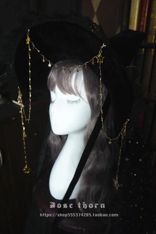 Rose Thorn - Twinkle Veil Lolita Halloween Witch Hat - Image 9
