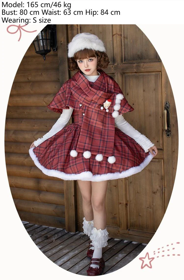 With PUJI - Wish Date - Twins Lolita Fishbone Bust-supporting JSK Winter Scarf-Cape - Image 12