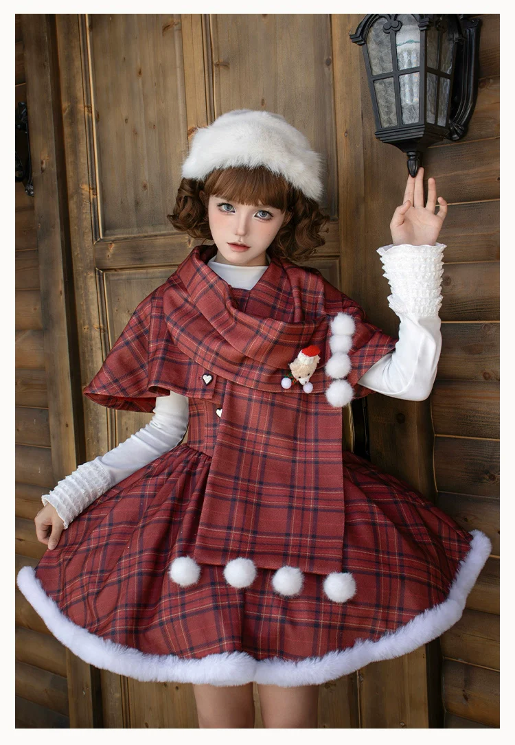 With PUJI - Wish Date - Twins Lolita Fishbone Bust-supporting JSK Winter Scarf-Cape - Image 14