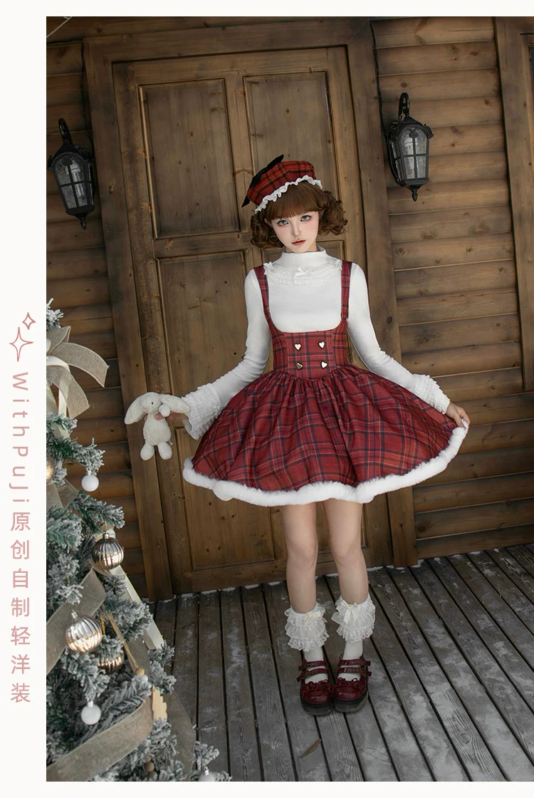 With PUJI - Wish Date - Twins Lolita Fishbone Bust-supporting JSK Winter Scarf-Cape - Image 15