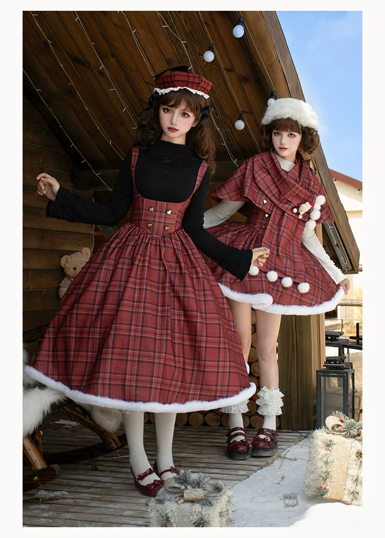 With PUJI - Wish Date - Twins Lolita Fishbone Bust-supporting JSK Winter Scarf-Cape - Image 2