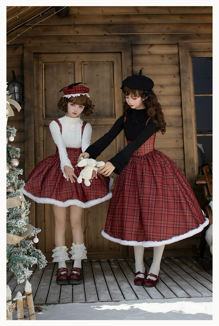 With PUJI - Wish Date - Twins Lolita Fishbone Bust-supporting JSK Winter Scarf-Cape - Image 3